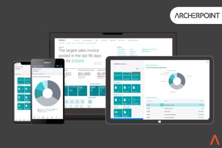 various device screens showing Microsoft Dynamics 365 Business Central