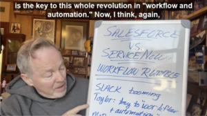 Screengrab from Cloud Wars Minute episode on Salesforce and Slack workflow