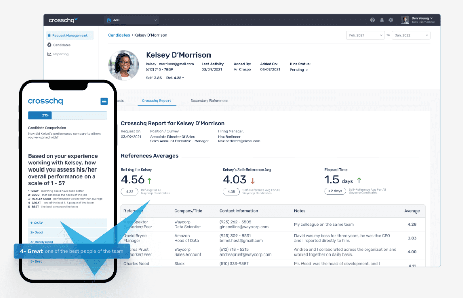 A Crosschq 360 candidate report with input from references.