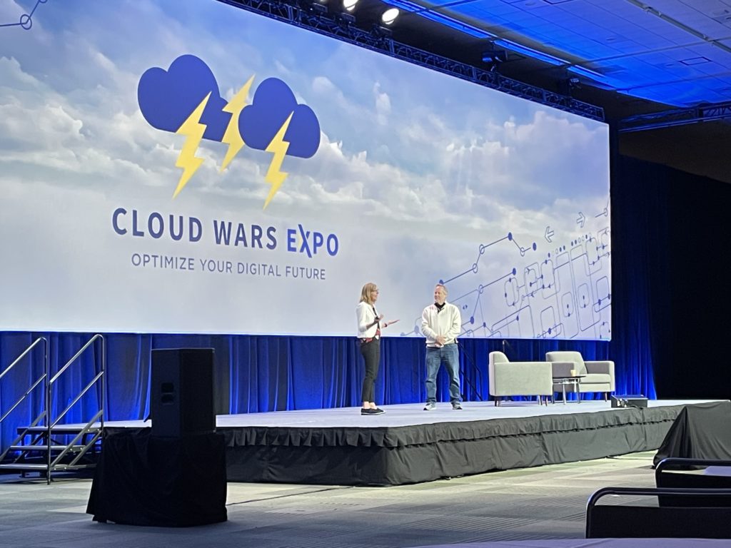 Microsoft's Rosie Mastrandrea on stage during her sustainability keynote at Cloud Wars Expo. 