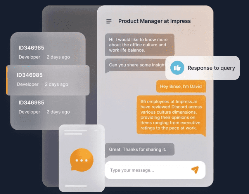 A sample discussion between the impress.ai software and a candidate.