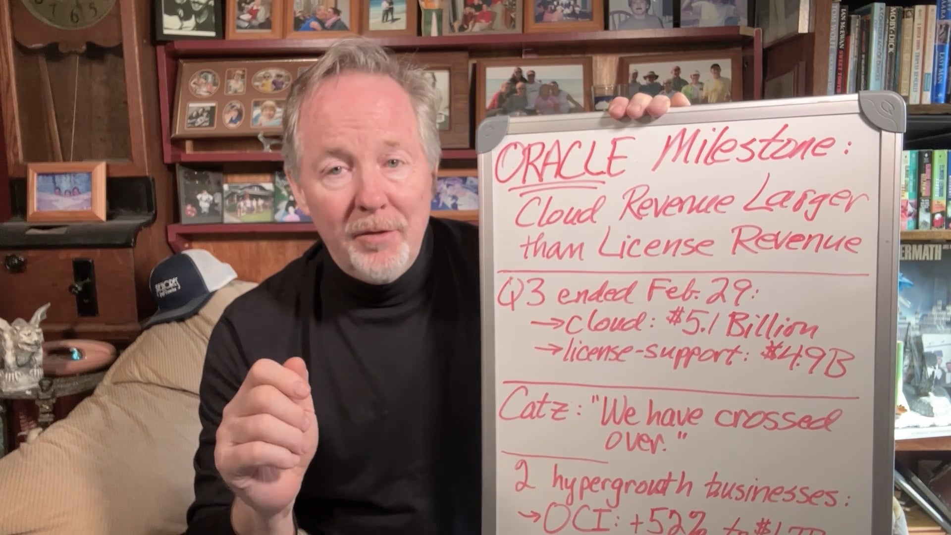 Oracle Milestone: Cloud Revenue Larger than License Revenue