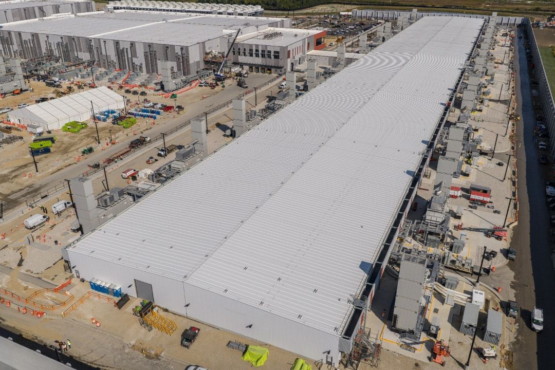 An aerial view of a dedicated storage and compute datacenter used to store and process data for the AI datacenter.